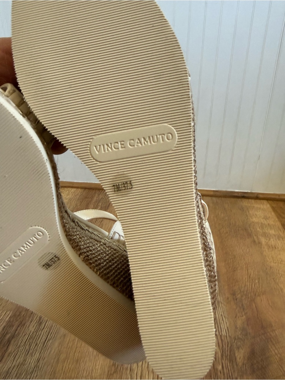 Brand New Vince Camuto Cream Ankle-Strap Espadrille Wedges - Picture 8 of 9